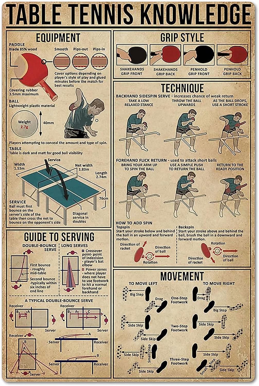 لوحة معدنية مزينة بتصميم ملصق  - مراجعة Table Tennis Knowledge Poster وسعره